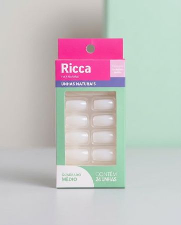 Unhas Naturais Quadrado, Ricca, Branco