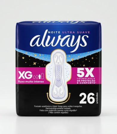 Absorvente Always Noite Ultra Suave com Abas 26 Unidades
