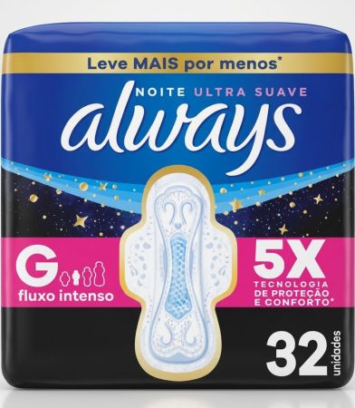 Absorvente Always Noite Ultra Suave com Abas 32 unidades