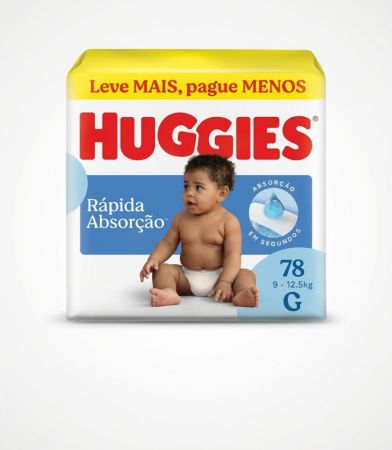 Fralda Huggies Rápida Absorção G 78 unidades