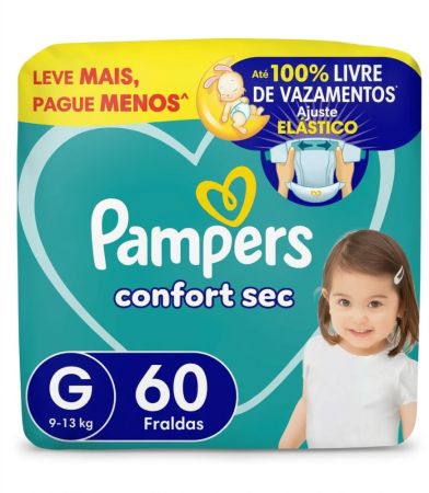 Fralda Pampers Confort Sec G 60 unidades