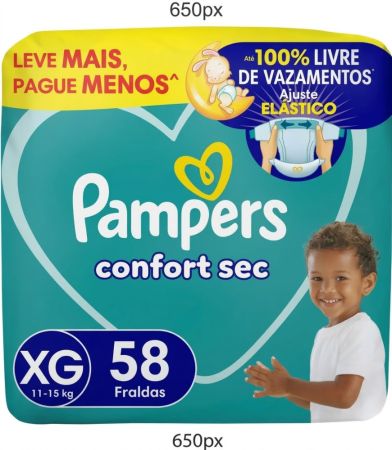 Fralda Pampers Confort Sec XG 58 unidades